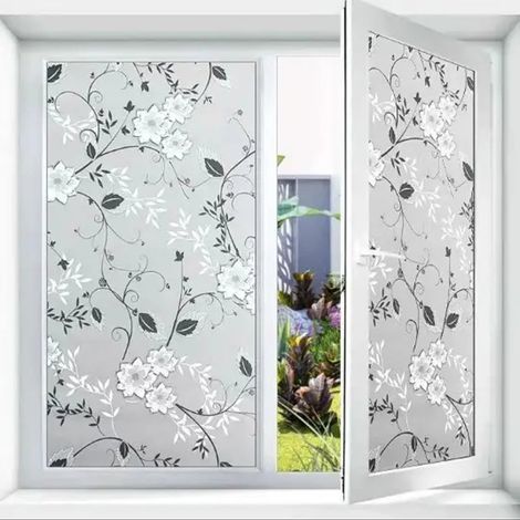 Film de confidentialité pour fenêtre, film statique en verre à fleurs, 60 x 300 cm (1/3)
