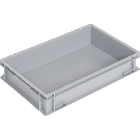 Caja  de  transporte  L600xB400xH120mm  gris  PP  Asas  conchas  Paredes  laterales  cerradas  TECWERK (1/2)