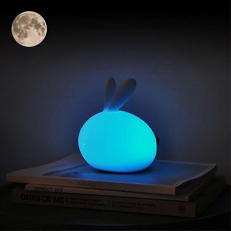 Veilleuse en silicone 7 couleurs avec commande tactile, idéale pour la chambre à coucher et la chambre de bébé, câble USB inclus. (1/4)