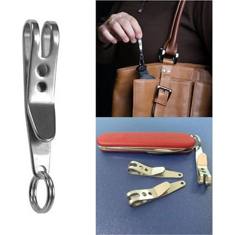 In stock: Mini outdoor pocket clip, flashlight clip, small carabiner, stainless steel pocket clip.