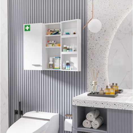 MEUBLIV Armadietto portamedicinali da parete bianco 55x18x60 cm - 2 ante con serratura (1/3)