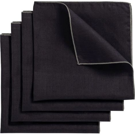 Lot 4 serviettes de table lin, coton foncé 41 x 41 cm - CONSTELLA 9482 (1/3)