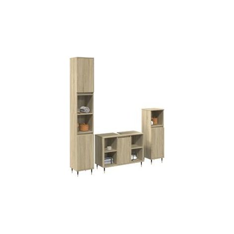 Ensemble de meubles de salle de bain 3 pcs chêne sonoma (1/5)