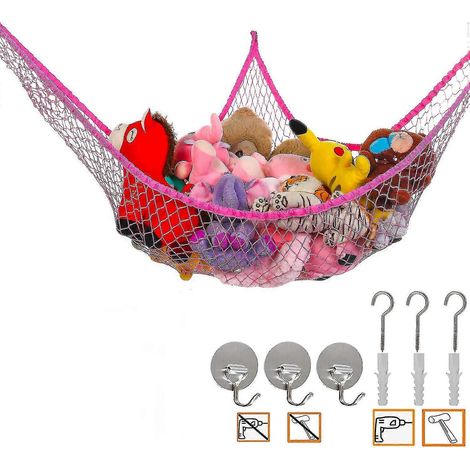 Filiyano – Organisateur idéal pour peluches : ce hamac à jouets peut accueillir peluches, poupées, balles, couvertures, petits équipements sportifs (1/5)