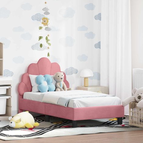Kinderbettgestell mit Kopfteil Rosa 70 x 140 cm Samt (1/5)
