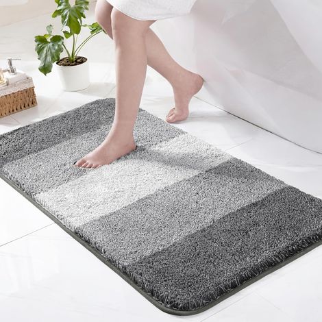 1 Tapis de bain, microfibre, antidérapant, absorbant, séchage rapide, lavable en machine, salle de bain, douche, 60x120 cm, gris