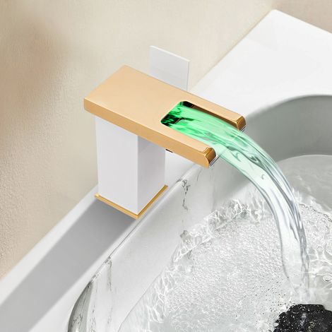 5. Rubinetto bagno moderno con regolazione temperatura LED, flusso a cascata, rame elettroplaccato, valvola ceramica antigoccia e facile installazione (1/5)
