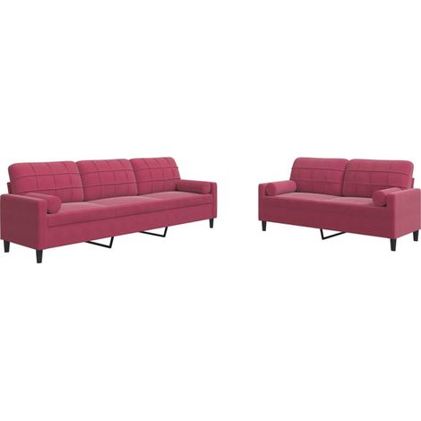 Maison Exclusive - Set di Divani 2 pz con Cuscini e Rinforzi Rosso Vino in Velluto