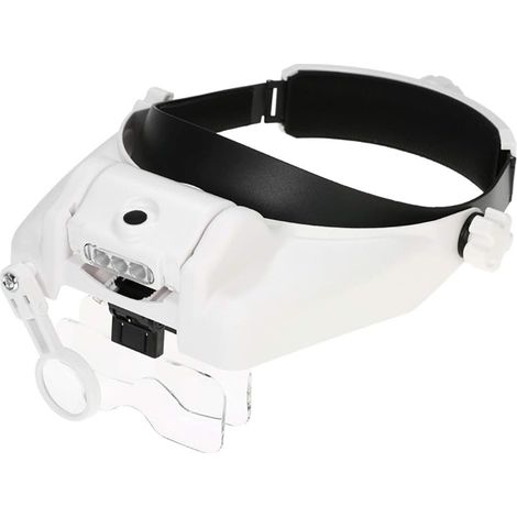 Loupe avec éclairage intégré pour travaux de précision, loupe frontale à 3 LED, lampe de bijoutier, zoom 1x-14x. (1/5)