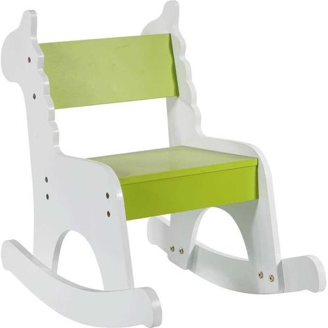 Mecedora infantil de madera con lacado verde 33x55x51.5