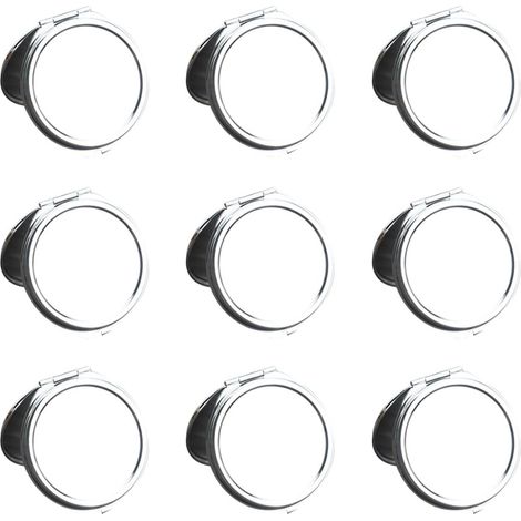 Miroirs de Maquillage Ronds Pliables Design Compact Lot de 10 en Métal Argenté, pour Voyage et Usage Quotidien (1/5)