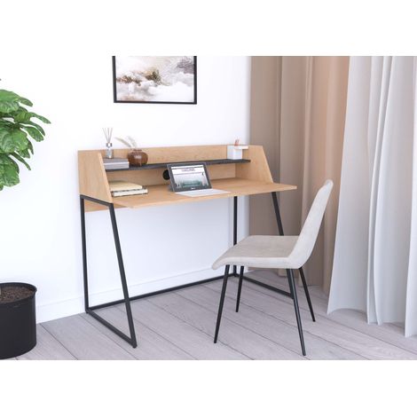 Bureau avec étagère design industriel en bois et métal LUDINE (1/5)