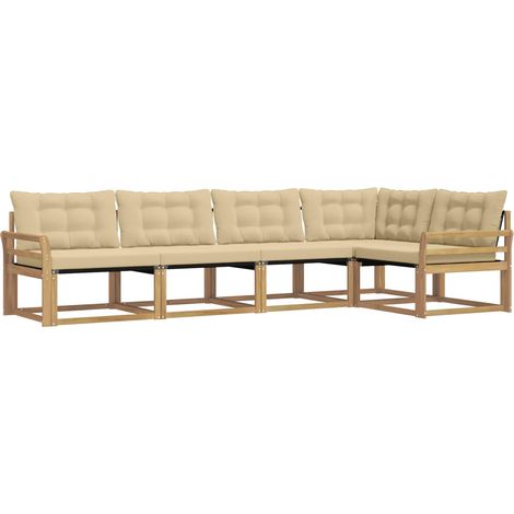 Set di divani da esterno 5 pz Bianco e Beige vidaXL (1/5)
