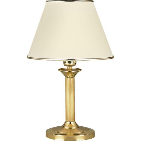 Lampada da tavolo ottone satinato paralume ecru E27 Jupiter