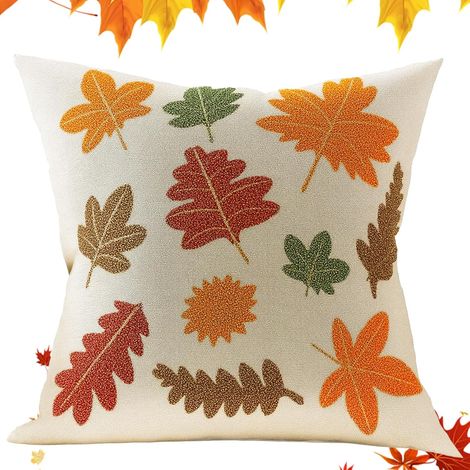 CCYKXAHousse de Coussins Feuille d'Érable Automne 45x45cm, Orange Housse de Coussin en Fibre de Polyester,Décoration d'automne Feuilles d'érable pour Canapé (1/5)