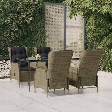 Ensemble Table et Chaises de Jardin 5 pcs - Ensemble Table à manger + 4 chaises Marron Résine tressée BV401596 - BonneVie (1/5)