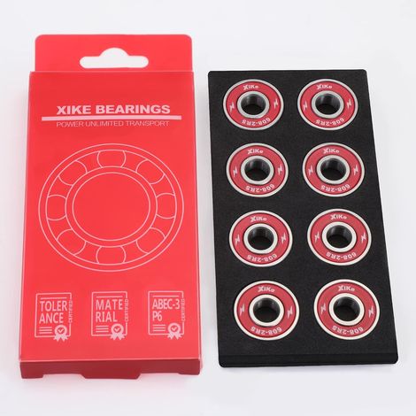 608-2RS/608RS Roulements de skateboard 8x22x7mm, Double étanche et Acier chromé, adaptées aux planches à roulettes, longboards, trottinettes et roller en ligne droite (8 pièces, Rouge) (1/5)