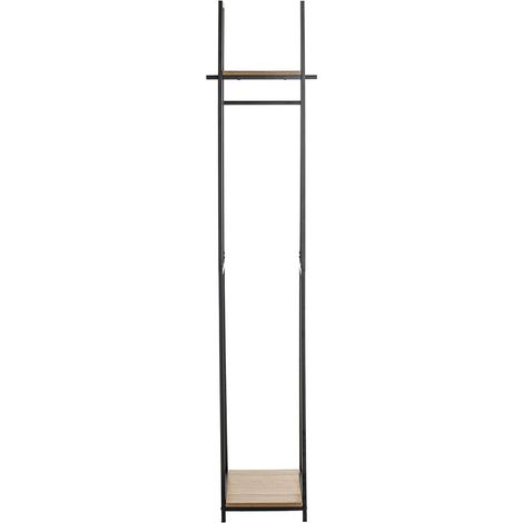 Porte-manteau en bois coloris chêne et métal coloris noir  - longueur 38 x profondeur 40 x hauteur 166  cm (1/5)