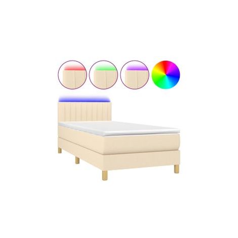 Lit Adulte,Sommier tapissier avec matelas et LED,Lit simple - Crème 100x200 cm Tissu DETHB90915 (1/5)