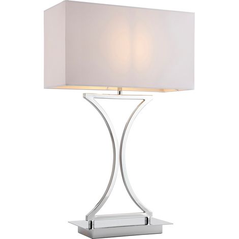 Endon Epalle - Lampada da Tavolo Cromo, Tessuto Tc Bianco, E14 (1/5)