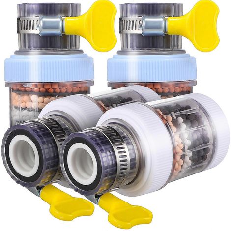 Lot de 4 filtres adoucisseurs d'eau pour robinet, anti-éclaboussures, purificateurs d'eau pour la maison, la cuisine et la salle de bain.