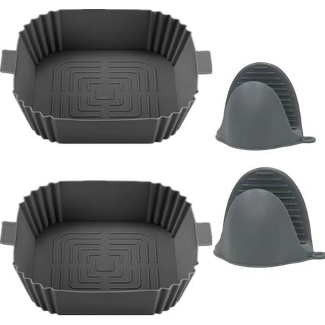 Tapis silicone carré friteuse air lot 2, cuisson antiadhésive réutilisable (1/5)