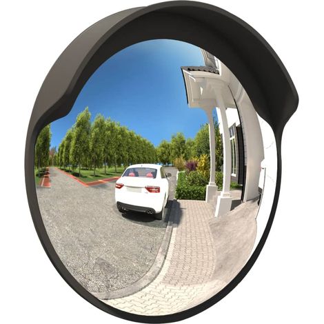 Maison Exclusive - Specchio stradale convesso per esterni nero Ø60 cm in policarbonato (1/5)