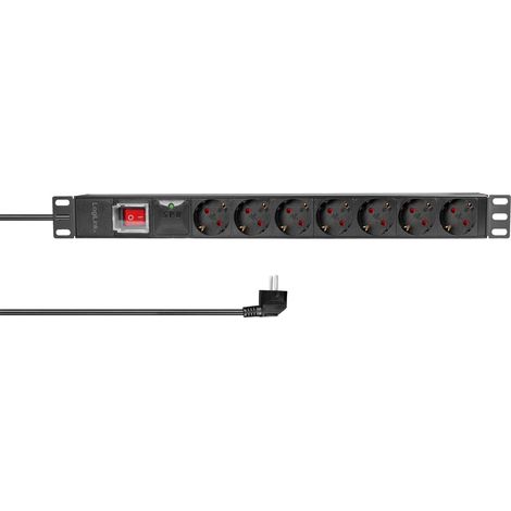 LOGILINK Steckdosenleiste 19", 7-fach, Schutzkontaktstecker, Schalter, schwarz (1/5)