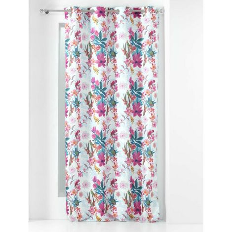 Rideau à œillets 140 x 260 cm – Polyester imprimé – Exotic Paradise Blanc (1/3)