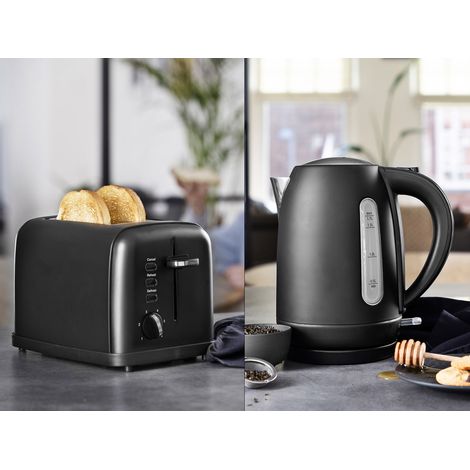 Frühstücksset Edelstahl BLACK STEEL 1,7L Wasserkocher & 2 Scheiben Toaster (1/5)