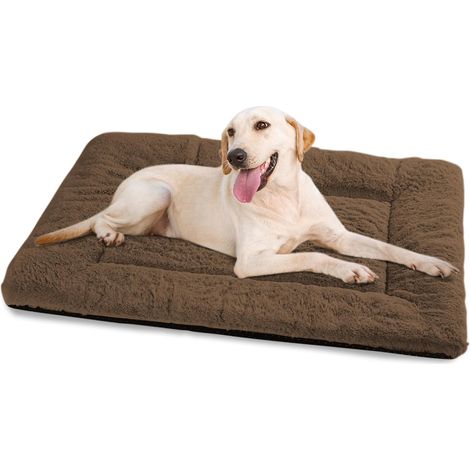 Hundebett, große Hundematte, 122 x 75 cm, waschbare, superweiche, wasserdichte Hundematratze mit rutschfester Unterseite, braun (1/5)