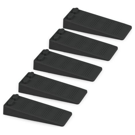 5 pièces cale porte caoutchouc souple, Hauteur Reglable Antidérapante bloc, Non Toxique, Non Odeur arrêt de porte, Protège Sols et Murs, Pour Tapis, Béton, parquets (Noir)