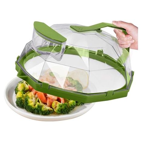 Couvercle pour micro-ondes avec poignée, couvercle pour micro-ondes de 26 cm, résistant aux éclaboussures, injection d'eau spéciale, couvercle de conservation pour chauffer les aliments, vert (1/5)