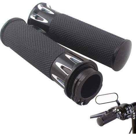 Poignées de guidon rétro mates usinées CNC pour moto, 25 mm, adaptées aux Harley-Davidson Grand Glide. (1/5)