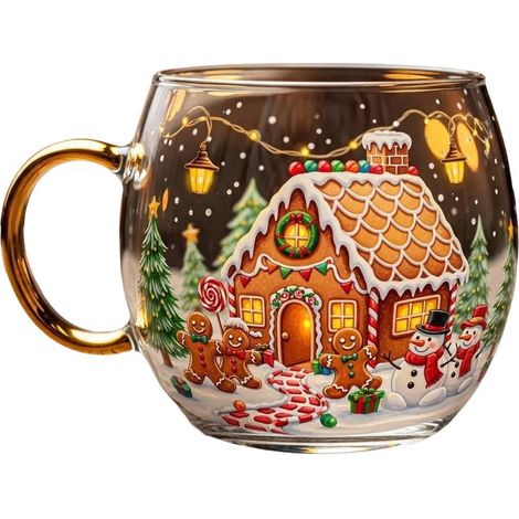 Mug En Verre - Design Vitraux De Noël - Pour Café Ou Thé - 10 Cm - Usage Festif Et Quotidien - 1 Pièce (1/5)