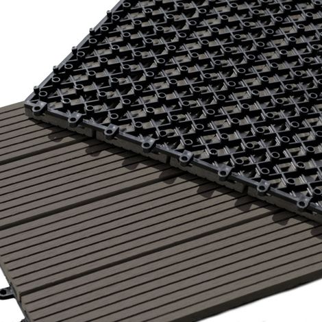 Décoweb – Dalle terrasse bois composite clipsable 30x60cm – Lot de 6 dalles – Imputrescibles et antidérapantes – Pour pose rapide extérieure (1/5)