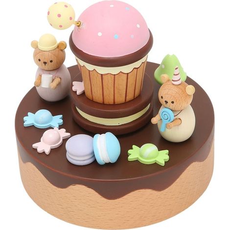 Bären- und Desserthaus-Spieluhr – Valentinstagsgeschenk – Wohnaccessoires – Holzhandwerk (1/5)