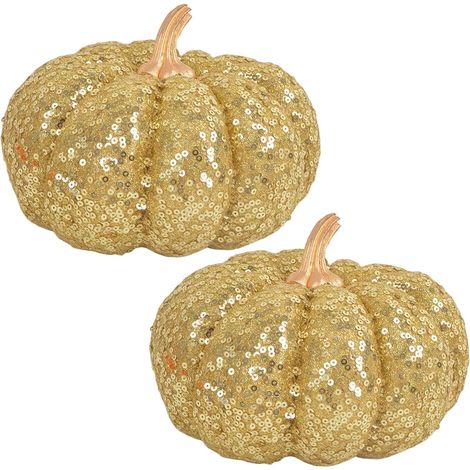 Citrouilles pour Décorer Citrouilles Artificielles à Paillettes Décoration 2 Pièces Décorations Centrales pour Table Fournitures de Fête pour Salon, Ferme, Cuisine, Cheminé (1/5)