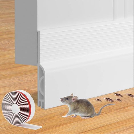 Cale-porte réglable joint d'étanchéité pour isolation contre le froid bas de porte intérieur et extérieur 99 cm blanc (1/5)