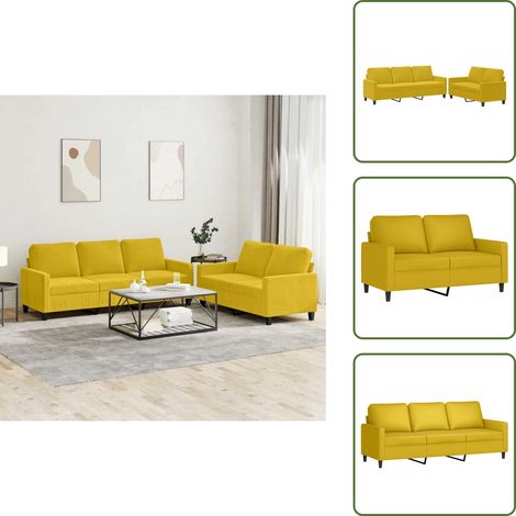 Divano giallo - vidaXL Set di Divani 2 pz con Cuscini giallo in Velluto - Divano con cuscini