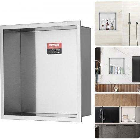 Wandnische 10x33,02x33,02cm Duschnische Edelstahl Nische Einlagig 100 % Wasserdicht Nischeneinbau 0-40°C Betriebstemperatur 92°-Inneneckdesign Geeignet für Badezimmer Schlafzimmer Arbeitszimmer
