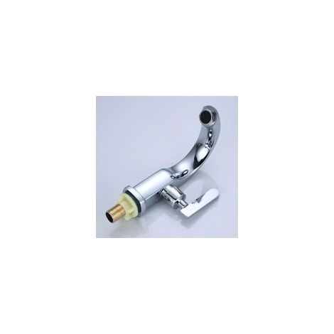Robinet d'eau froide unique Chrome Salle de bain Lavabo Robinet Cuivre Levier unique Bec Bassin Bain Robinet d'eau froide Maison Jardin Accessoires
