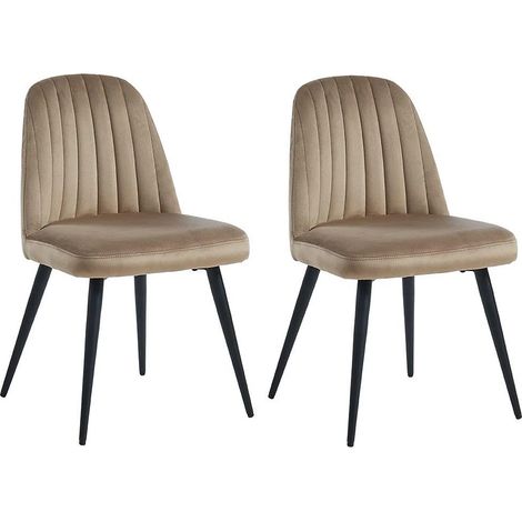 Lot de 2 chaises en velours et métal noir - Beige - ELEANA (1/4)