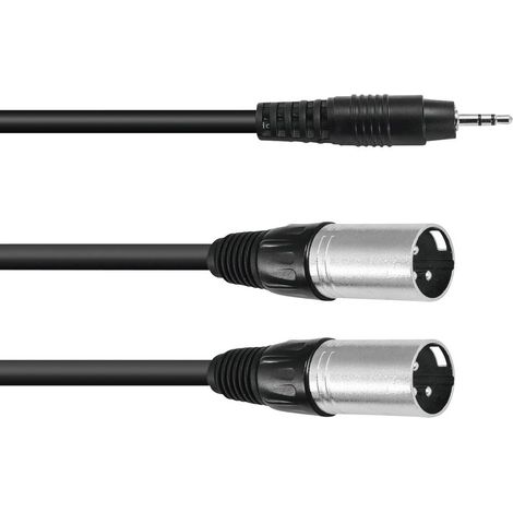 Omnitronic 30225158 XLR Câble adaptateur [1x Jack mâle 3.5 mm - 2x XLR mâle 3 pôles] 1.50 m noir (1/2)