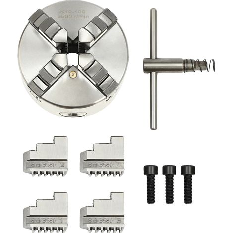 Mandrin de tour, à 4 mors auto-centrants, compatible avec diverses machines, 100mm (1/2)
