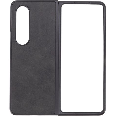 Étui de protection pliable en cuir de vachette texturé bicolore pour Samsung Galaxy Z FOLD 4 Noir (1/5)