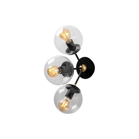 Aplique de pared, metal , negro, 30x15x44, casquillo 3 x E 27 Max 40 W