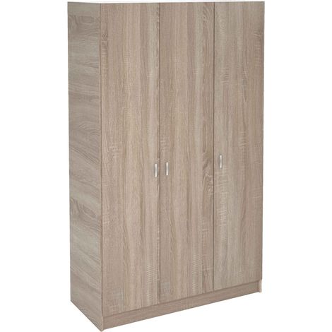 Armario 3 puertas abatibles acabado roble cortez/blanco, 200 cm(alto)128,2 cm(ancho)52 cm(fondo)