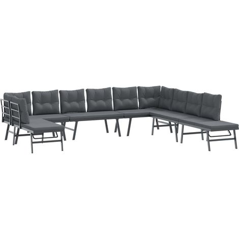 Maison Exclusive - 7-tlg. Garten-Sitzgruppe mit Kissen Schwarz St