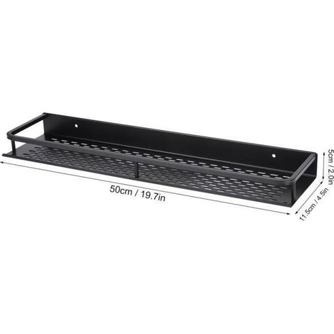 Badezimmerregal, 50 cm, schwarz, Duschregal und Aufbewahrung, Badezimmerregal aus Edelstahl, 1 Stück, umweltfreundlich, ungiftig, rostfrei, sicher, langlebig (1/5)